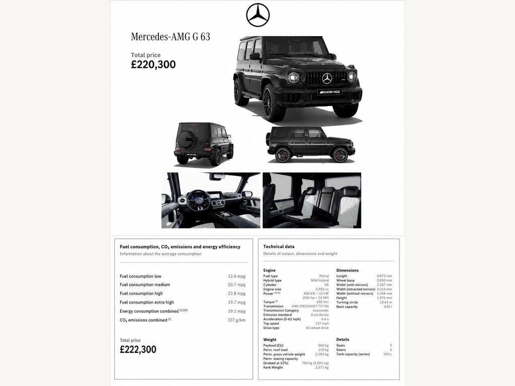 Mercedes-Benz G Class SUV 4.0 G63 V8 BiTurbo MHEV AMG Magno Edition SpdS+9GT 4WD Euro 6 (s/s) 5dr