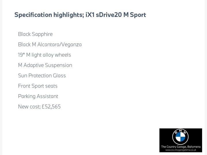 BMW IX1 20 66.5kWh M Sport Auto EDrive 5dr (11kW Charger)