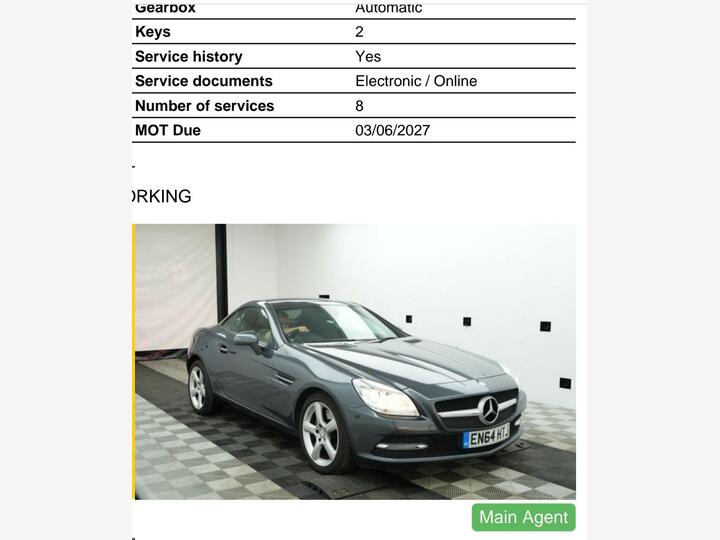 Mercedes-Benz SLK 2.1 SLK250 CDI G-Tronic+ Euro 5 (s/s) 2dr