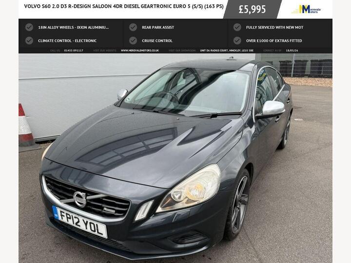 Volvo S60 2.0 D3 R-Design Geartronic Euro 5 (s/s) 4dr