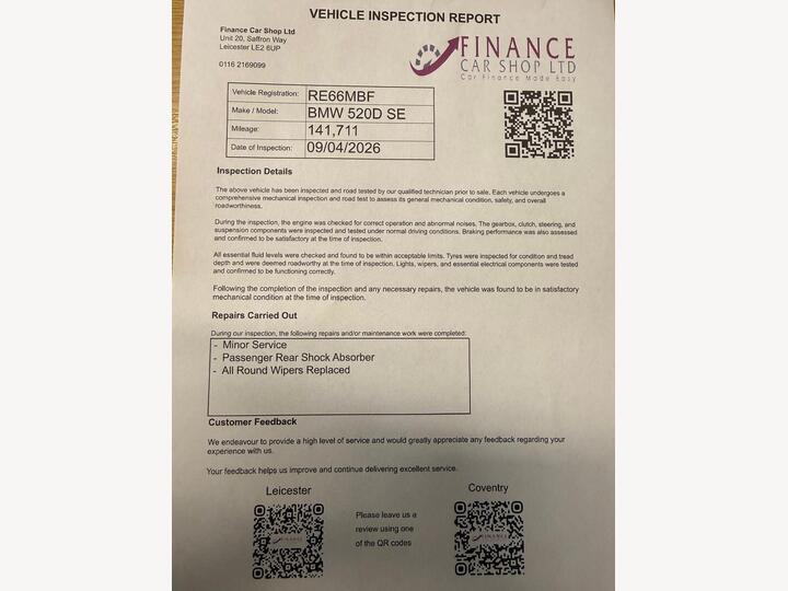 BMW 5 Series 2.0 520d SE Touring Auto Euro 6 (s/s) 5dr