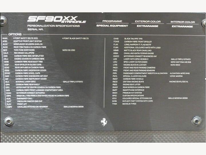 Ferrari SF90 XX Stradale 4.0T V8 7.9kWh F1 DCT 4WD Euro 6 (s/s) 2dr Ferrari SF90 XX Stradale 4.0T V8 7.9kWh F1 DCT 4WD Euro 6 (s/s) 2dr