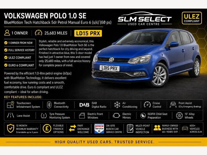 Volkswagen Polo 1.0 BlueMotion Tech SE Euro 6 (s/s) 5dr
