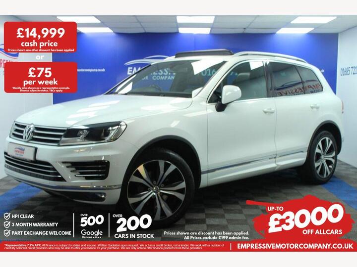 Volkswagen TOUAREG 3.0 TDI V6 BlueMotion Tech R-Line Tiptronic 4WD Euro 6 (s/s) 5dr Volkswagen TOUAREG 3.0 TDI V6 BlueMotion Tech R-Line Tiptronic 4WD Euro 6 (s/s) 5dr