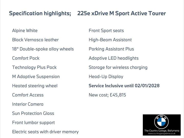 BMW 2 Series Active Tourer 1.5 225xe 16.3kWh M Sport DCT 4WD Euro 6 (s/s) 5dr