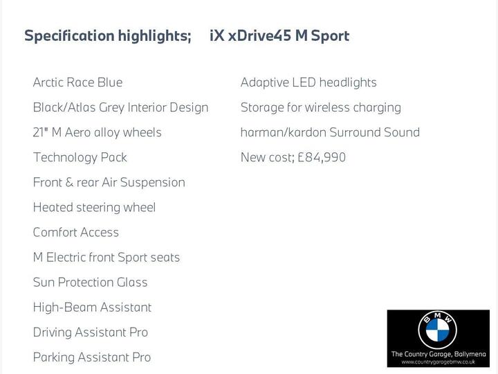 BMW IX 45 100.6kWh M Sport Auto XDrive 5dr (11kW Charger)