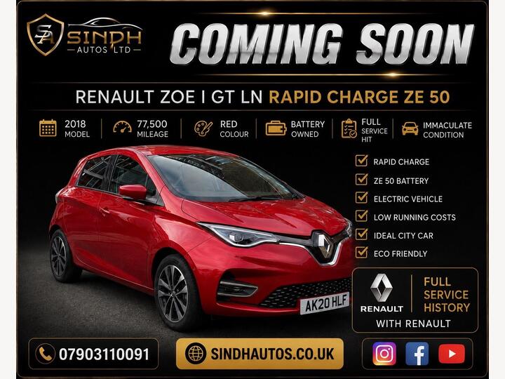 Renault Zoe R135 52kWh GT Line Auto 5dr (i, Rapid Charge)