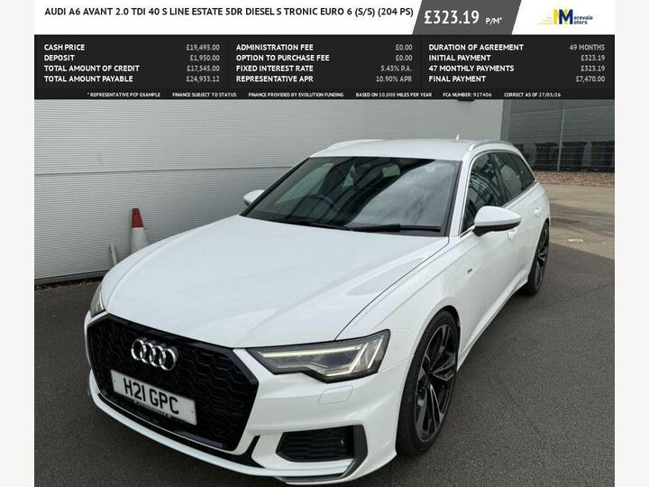 Audi A6 AVANT 2.0 TDI 40 S Line S Tronic Euro 6 (s/s) 5dr Audi A6 AVANT 2.0 TDI 40 S Line S Tronic Euro 6 (s/s) 5dr