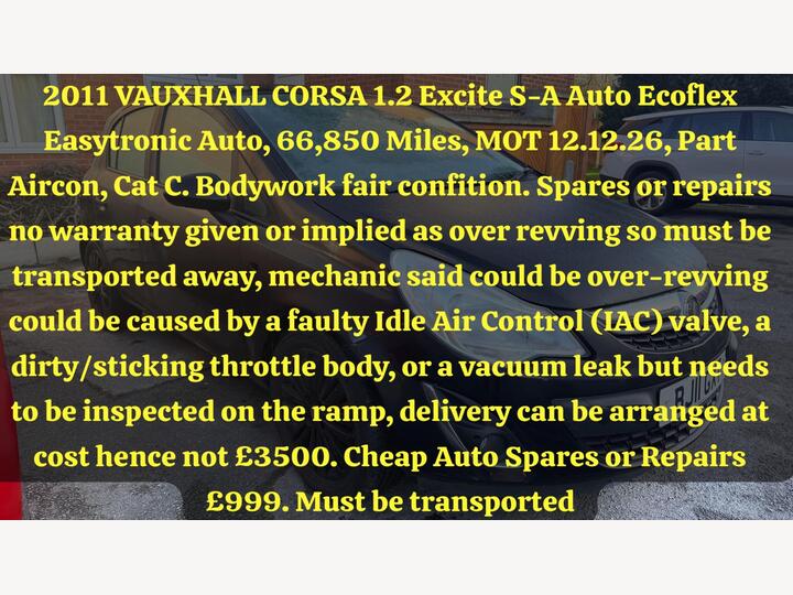 Vauxhall Corsa 1.2i EcoFLEX 16V Excite Easytronic Euro 5 5dr (A/C)