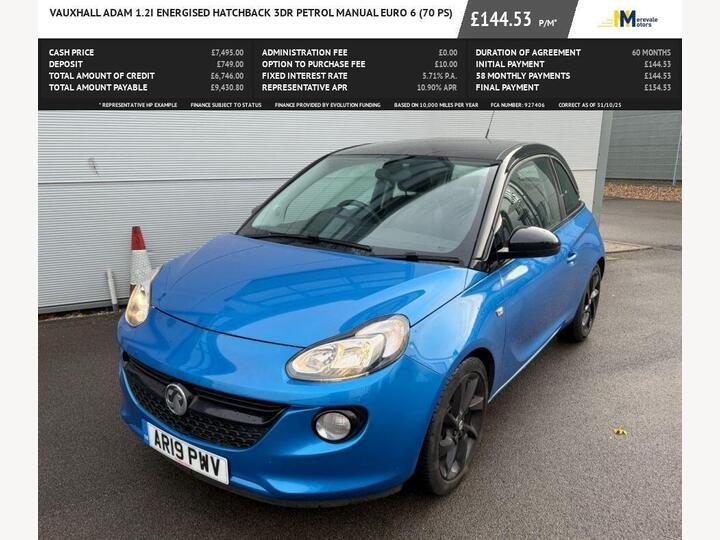 Vauxhall ADAM 1.2i ENERGISED Euro 6 3dr Vauxhall ADAM 1.2i ENERGISED Euro 6 3dr