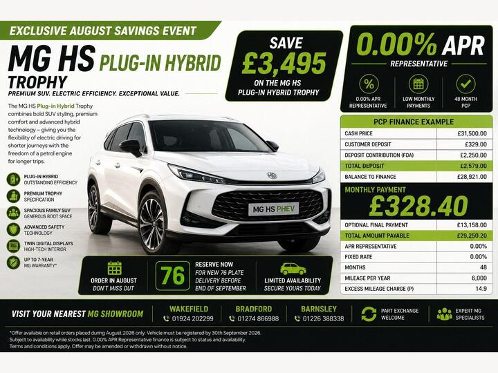 MG MG HS 1.5 T-GDI 24.7kWh Trophy Auto Euro 6 (s/s) 5dr