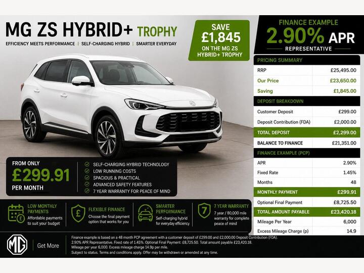 MG MG ZS 1.5 Hybrid+ Trophy Auto Euro 6 (s/s) 5dr