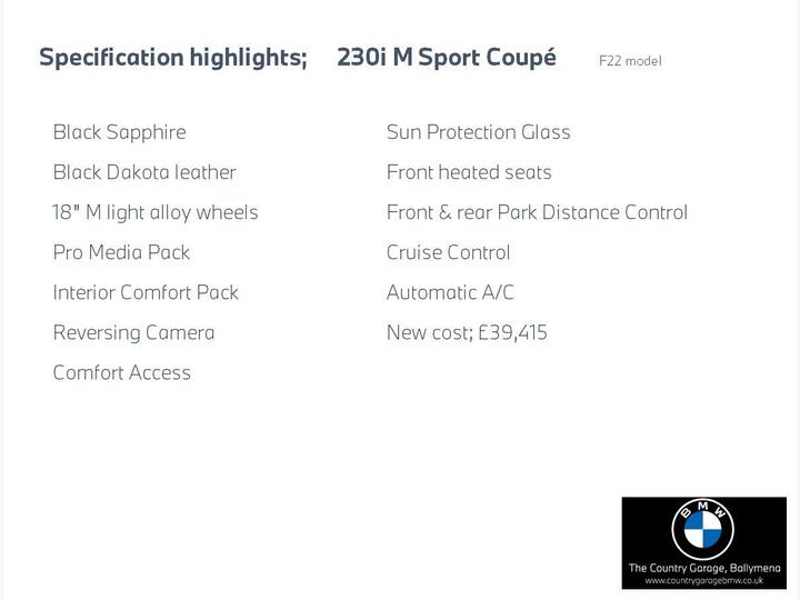 BMW 2 Series 2.0 230i GPF M Sport Auto Euro 6 (s/s) 2dr