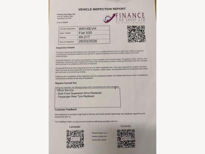 Fiat 500 1.2 Lounge Euro 6 (s/s) 3dr