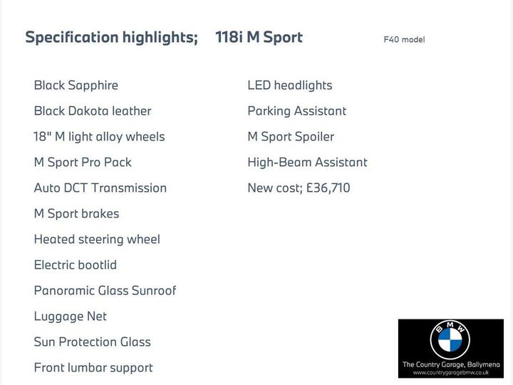 BMW 1 Series 1.5 118i M Sport (LCP) DCT Euro 6 (s/s) 5dr