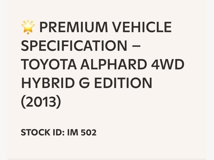 Toyota Alphard 2.4 Hybrid 4WD G Edition - Sunroof