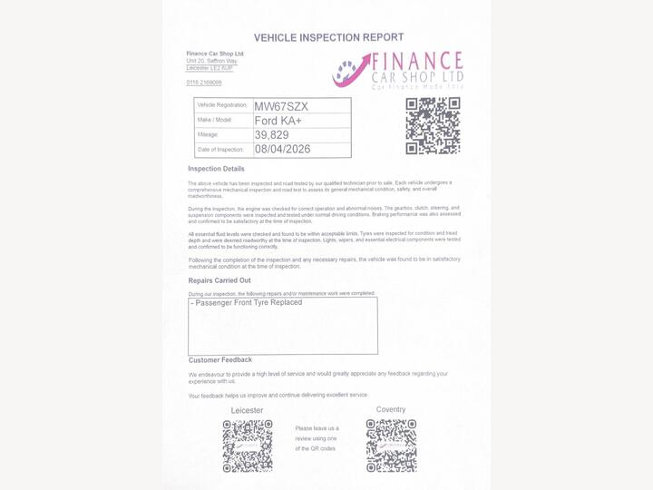 Ford Ka+ 1.2 Ti-VCT Zetec Euro 6 5dr