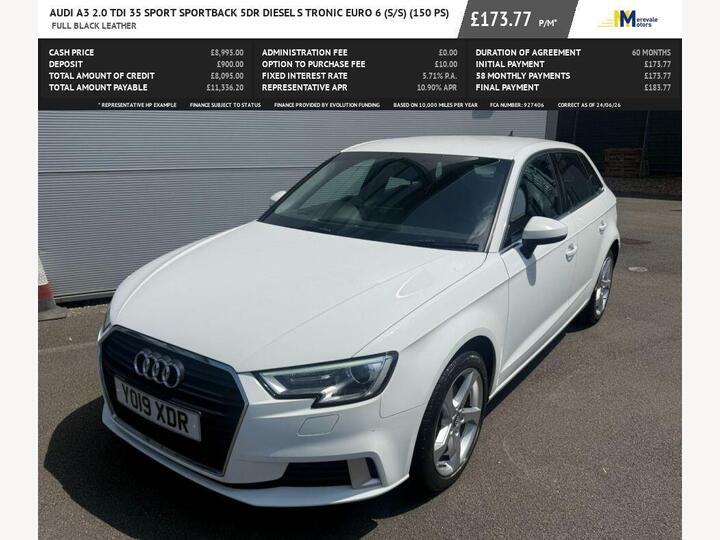Audi A3 2.0 TDI 35 Sport Sportback S Tronic Euro 6 (s/s) 5dr