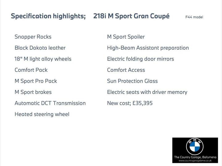 BMW 2 Series 1.5 218i M Sport DCT Euro 6 (s/s) 4dr