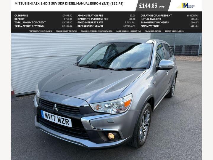 Mitsubishi ASX 1.6D 3 Euro 6 (s/s) 5dr Mitsubishi ASX 1.6D 3 Euro 6 (s/s) 5dr