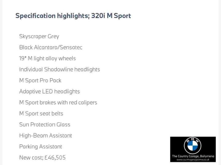 BMW 3 Series 2.0 320i M Sport Auto Euro 6 (s/s) 4dr