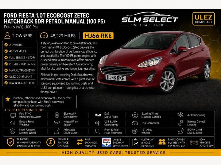 Ford Fiesta 1.0T EcoBoost Zetec Euro 6 (s/s) 5dr