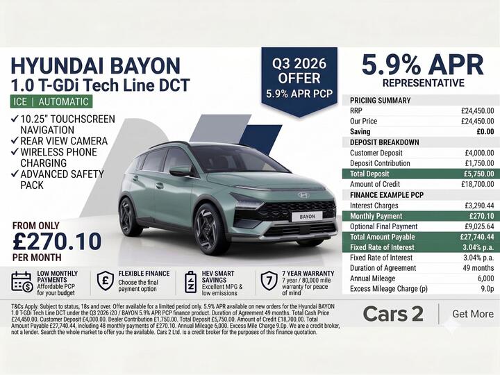 Hyundai BAYON 1.0 T-GDi Tech Line DCT Euro 6 (s/s) 5dr
