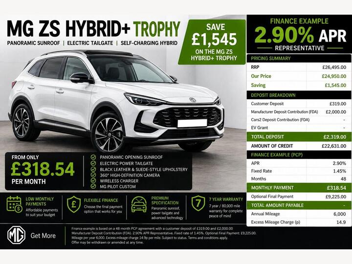 MG MG ZS 1.5 Hybrid+ Trophy Auto Euro 6 (s/s) 5dr