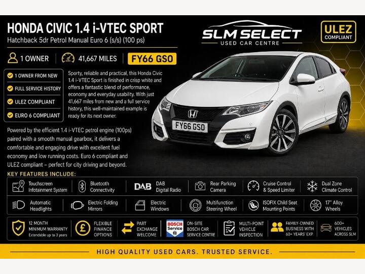 Honda Civic 1.4 I-VTEC Sport Euro 6 (s/s) 5dr
