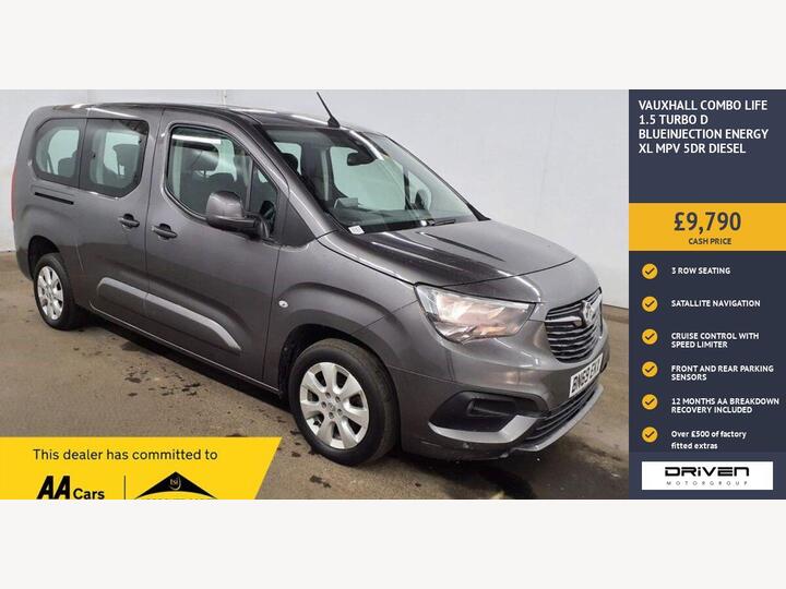 Vauxhall COMBO LIFE 1.5 Turbo D BlueInjection Energy XL MPV Euro 6 (s/s) 5dr (7 Seat) Vauxhall COMBO LIFE 1.5 Turbo D BlueInjection Energy XL MPV Euro 6 (s/s) 5dr (7 Seat)