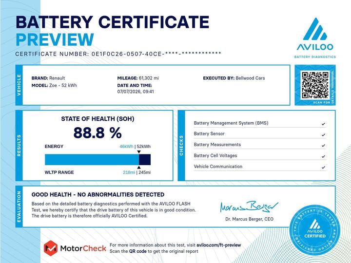 Renault Zoe R135 EV50 52kWh Iconic Auto 5dr (Rapid Charge)