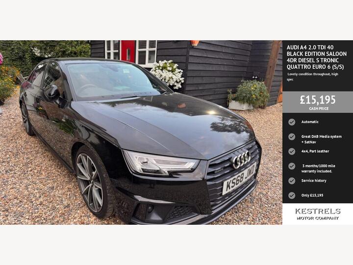 Audi A4 2.0 TDI 40 Black Edition S Tronic Quattro Euro 6 (s/s) 4dr