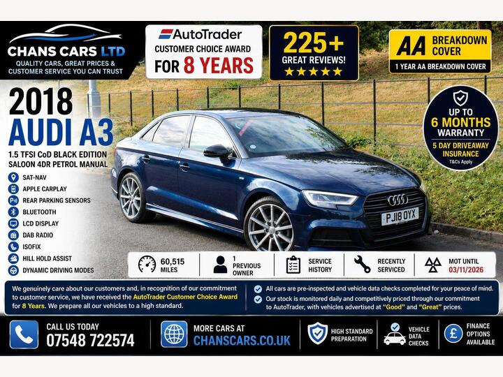 Audi A3 1.5 TFSI CoD Black Edition Euro 6 (s/s) 4dr