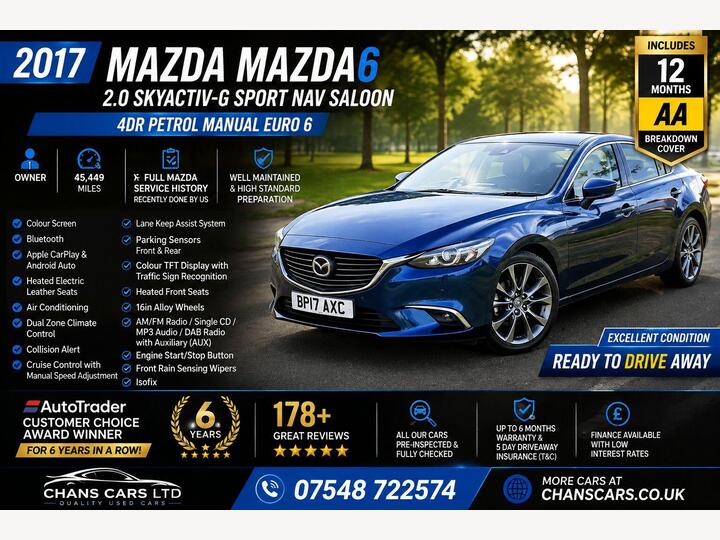 Mazda Mazda6 2.0 SKYACTIV-G Sport Nav Euro 6 (s/s) 4dr