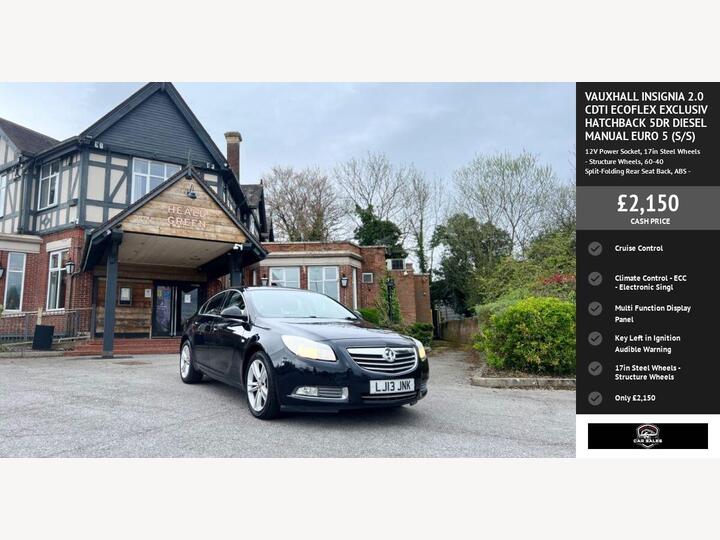 Vauxhall INSIGNIA 2.0 CDTi EcoFLEX Exclusiv Euro 5 (s/s) 5dr Vauxhall INSIGNIA 2.0 CDTi EcoFLEX Exclusiv Euro 5 (s/s) 5dr