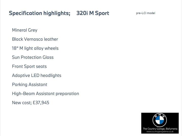 BMW 3 Series 2.0 320i M Sport Auto Euro 6 (s/s) 4dr