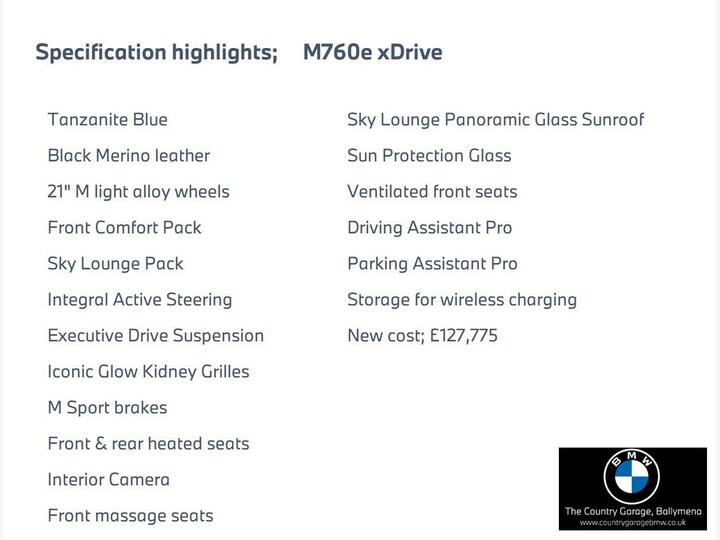 BMW 7 Series 3.0 M760e 22.1kWh Auto XDrive Euro 6 (s/s) 4dr
