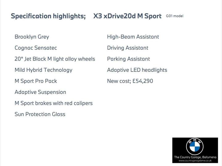 BMW X3 2.0 20d MHT M Sport Auto XDrive Euro 6 (s/s) 5dr