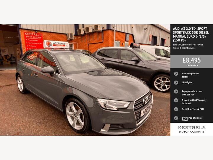 Audi A3 2.0 TDI Sport Sportback Euro 6 (s/s) 5dr