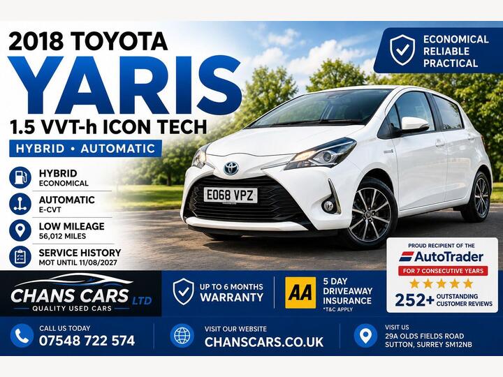 Toyota Yaris 1.5 VVT-h Icon Tech E-CVT Euro 6 (s/s) 5dr
