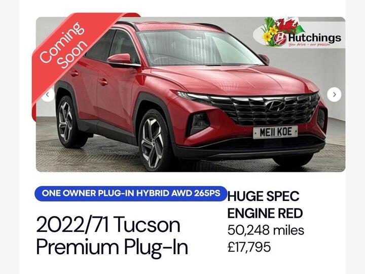 Hyundai TUCSON 1.6 H T-GDi 13.8kWh Premium Auto 4WD Euro 6 (s/s) 5dr
