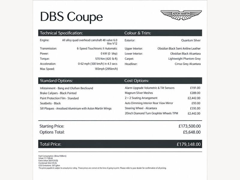 Aston Martin DBS 6.0 V12 T-TronicII Euro 4 2dr | Portland Autos