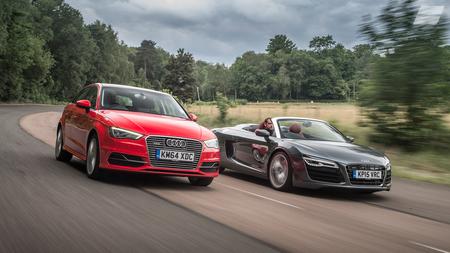 2014 Audi A3 Sportback e-tron tracking with R8 spyder