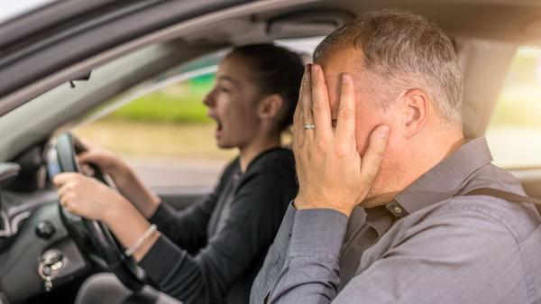 anxious learner driver with parent