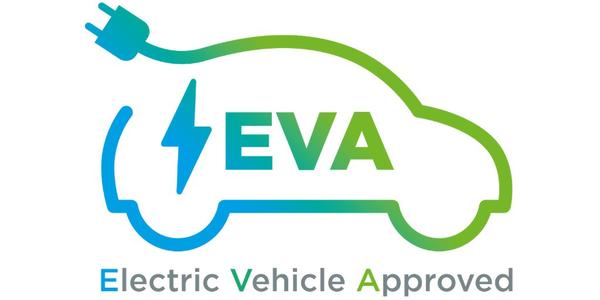 EVA scheme logo - a blue and green car outline with an electric bolt and plug design