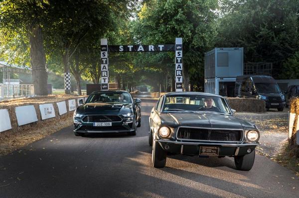 Ford Bullitt Mustang old and new at Goodwood