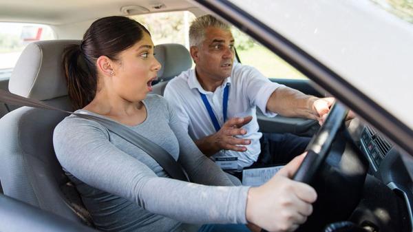 nervous learner driver on the road