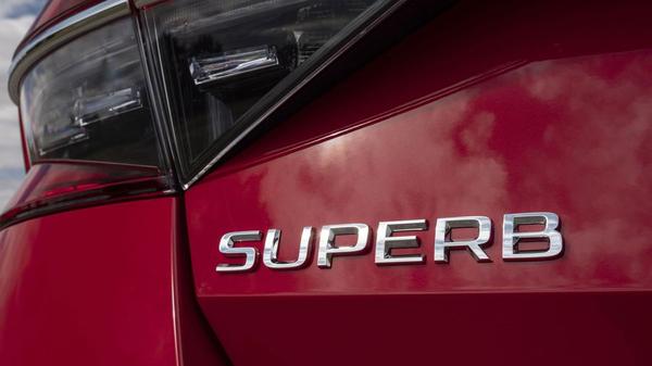 Close up of the Skoda Superb Hatchback's logo