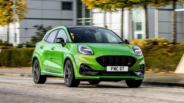 Green Ford Puma front driving