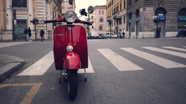 Red Vespa in Rome, Italy